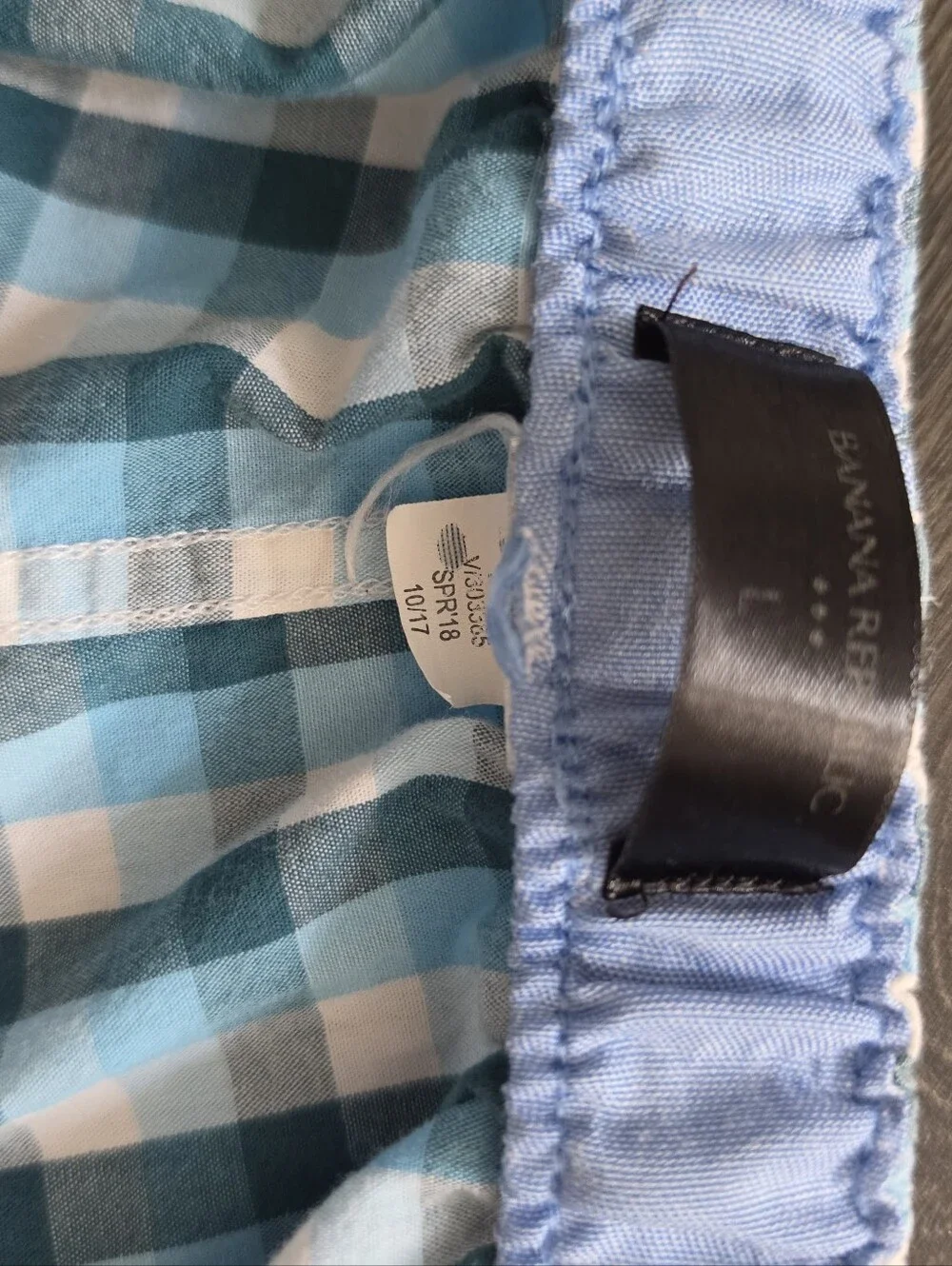 Men's Blue and White Gingham Elastic-Waist Boxers